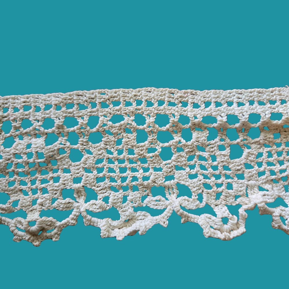 Vintage Cream Crochet Lace Trim Scalloped Edge Cotton Sewing Crafting 3" Wide